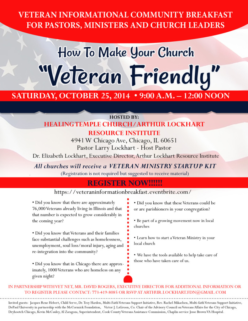 Veterans' Community Breakfast, October 25th @ Healing Temple Church | Chicago | Illinois | United States