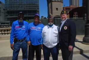 CVO at the Memorial Day Parade. David Rogers and Howard Noey are sporting the traditional CVO look. Tallibdin Shabazz is wearing the new garrison cap. Also shown is member Christopher LaFayelle.