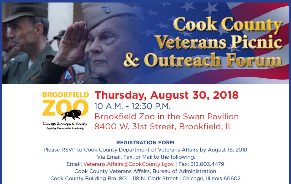 Cook County Veterans Picnic and Outreach Forum 2018 @ Brookfield Zoo in the Swan Pavilion  | Brookfield | Illinois | United States