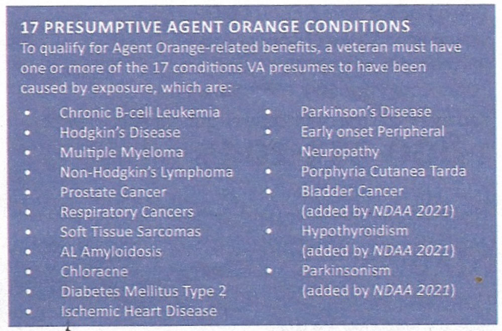 New Conditions Added to Agent Orange Presumptive List Veterans For