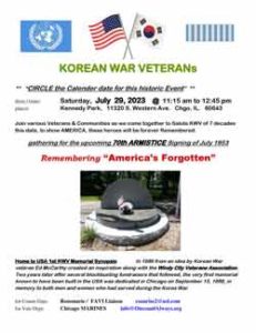 Korean War Veterans 70th ARMISTICE Salute of July 1953 @ Kennedy Park